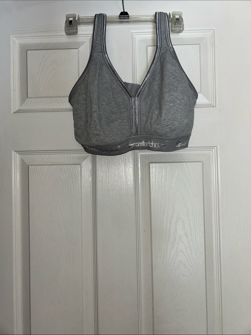 Comfort Choice Women's Gray Front-Closure Wireless Sleep Bra